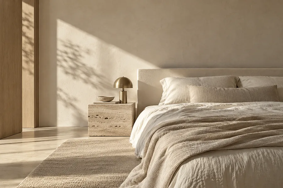 Chambre de la villa Le Cèdre au rez-de-chaussée, ouverture sur le jardin